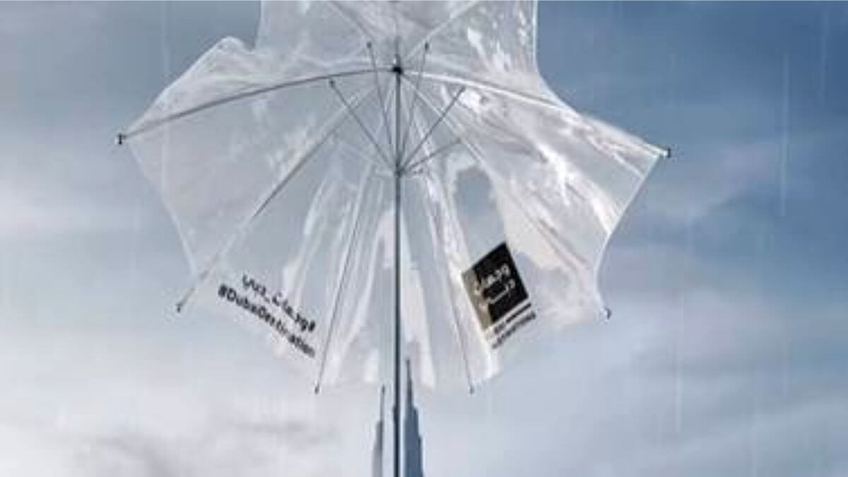 Crown Prince Of Dubai Shares Video Of Burj Khalifa Sheltering From Rain With Umbrella