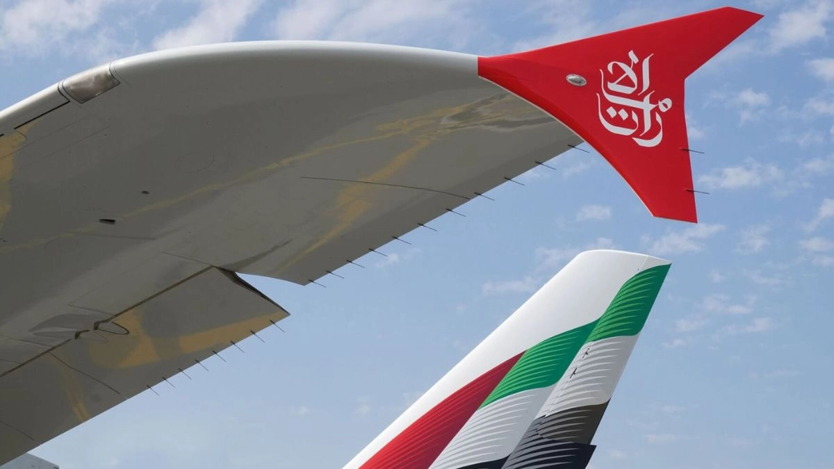 Airline unveils updated livery with 3D effect UAE flag, boldened gold lettering, and red-painted wingtips