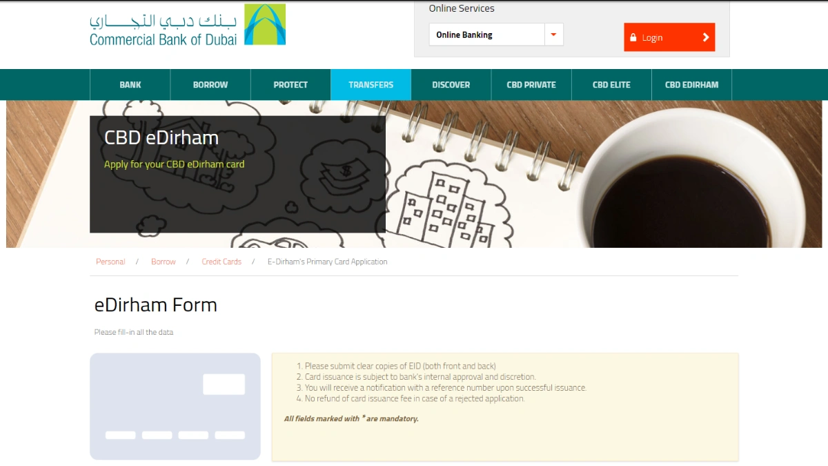 e-dirham card apply online