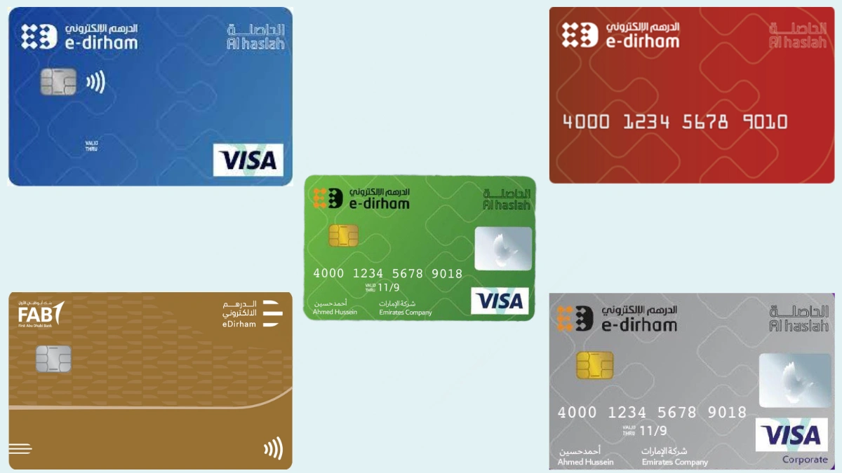 types of e-dirham cards and features in uae